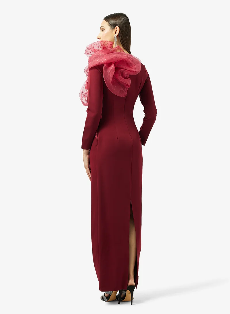 Namshi x  Column Dress With Statement Ruffle for Women | Best Price UAE